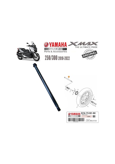 Yamaha Xmax 250/300 2018-2024 Ön Teker Aks Mili