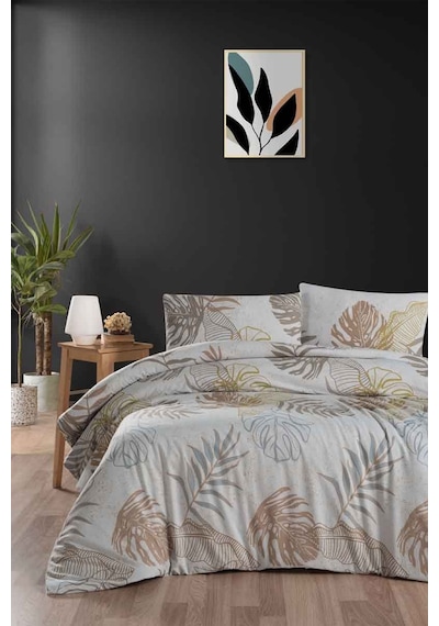 Menderes Home Cotton Collection Flanel R Çift Kişilik Nevresim Takımı Autumn Bej