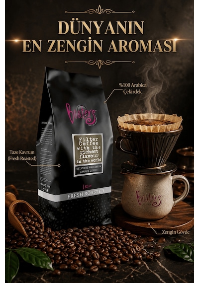 Boaters Öğütülmüş Filtre Kahve 1 KG Medium-Dark Kavrum
