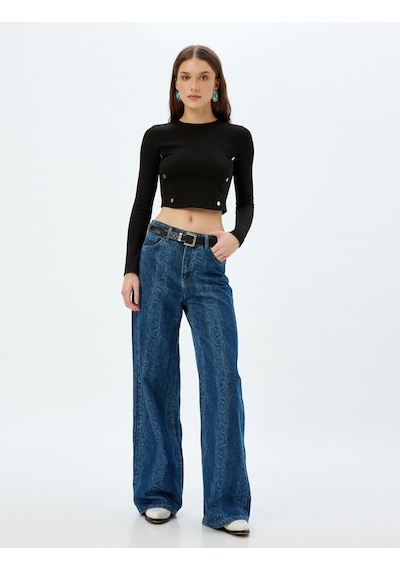 Koton Koton X Zeynep Bastık - Crop Tişört Uzun Kollu Yuvarlak Yaka Düğme Detaylı Siyah 5wak80023pk Siyah Koton Koton X Zeynep Bastık - Crop Tişört Uzun Kollu Yuvarlak Yaka Düğme Detaylı Siyah 5wak80023pk Siyah