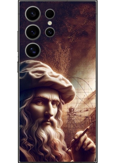 Samsung Galaxy S24 Ultra Uyumlu Şeffaf Kılıf Leonardo Da Vinci Tasarımlı
