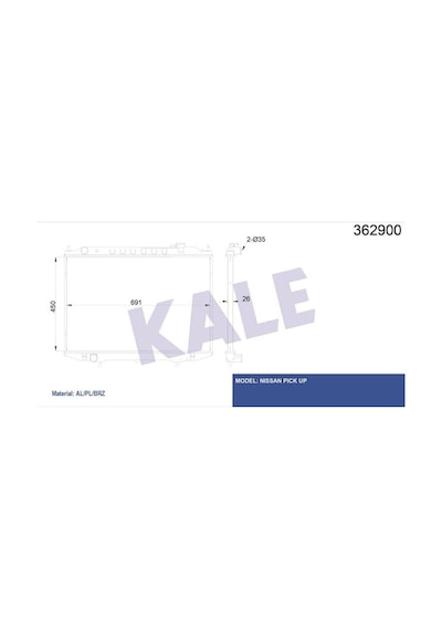 KALE OTO Radyatör 362900 Radyatör Nissan Pıck Up D22 Al Pl Brz 450X691X26