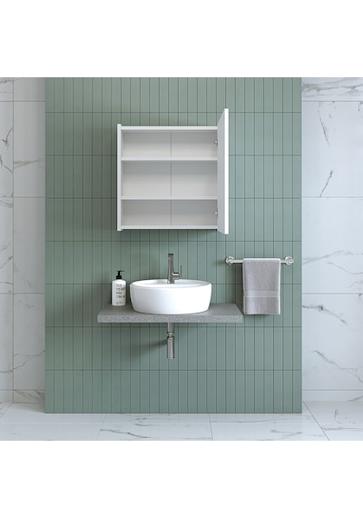 Banos Banyo Roomart Ad7 Kulpsuz Tek Kapaklı Mat Beyaz Mdf 60 Cm A Mat Beyaz