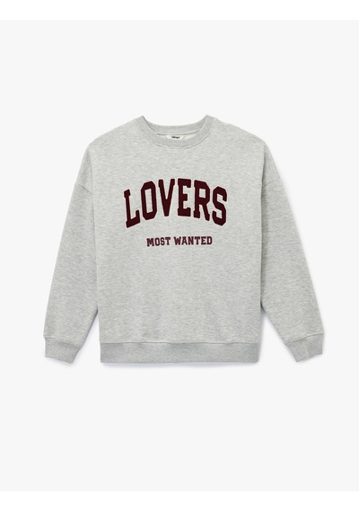 Koton Uzun Kollu Bisiklet Yaka Peluş Aplike Detaylı Baskılı Sweatshirt Gri Melanj 6wak10288ek Gri Melanj Koton Uzun Kollu Bisiklet Yaka Peluş Aplike Detaylı Baskılı Sweatshirt Gri Melanj 6wak10288ek Gri Melanj
