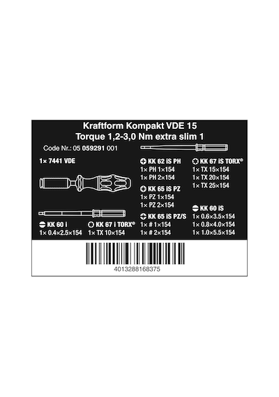 Wera Kraftform Kompakt Vde İzoleli Torklu 1.2-3.0 Tornavida Set 05059291001