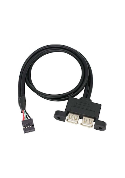 9 pin to 2x USB A Dişi Dikey Panel Tipi Kablo - 30cm