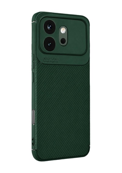 Huawei Honor 600 Kılıf Karbon Silikon Case Koyu Yeşil