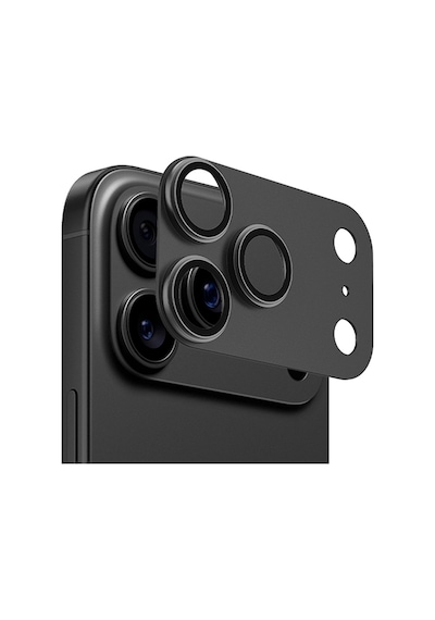 Apple Apple iPhone 17 Pro Uyumlu Go Des Fc007 Titanyum Serisi Anti Reflective Kamera Lens Koruyucu Siyah
