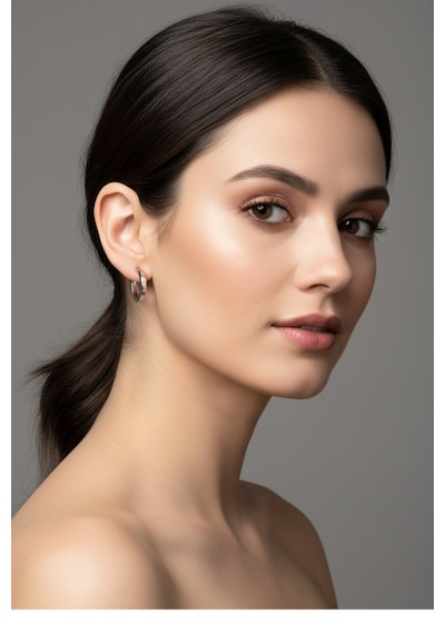 Kadın Çelik Köşeli Halka Küpe 1,4 Cm Gold Altın