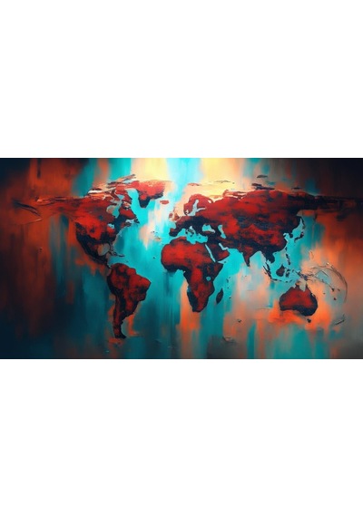 Dünya Harita Tablosu 05 Çerçevesiz 90x60cm Pvc Tablo