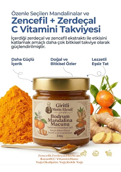 2 Kavanoz Bodrum Mandalina Macunu Giritli Metin Efendi 480 G