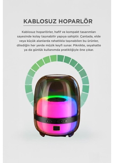 Özel Seri Bluetooth Hoparlör Bts-1843 Siyah Parti Işığı Seyyar Cihaz Bas