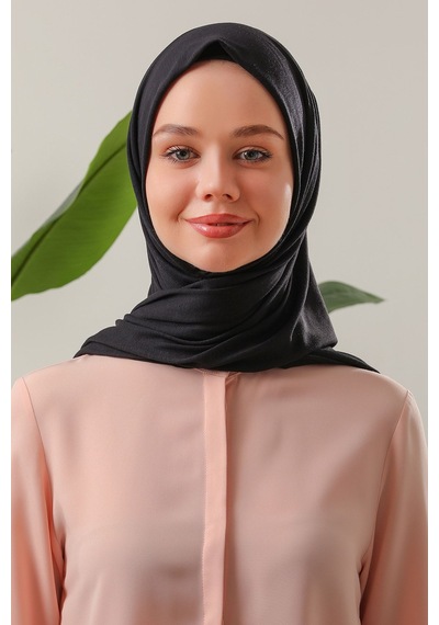 Melodi Scarf Tesettür Penye Şal Siyah Siyah