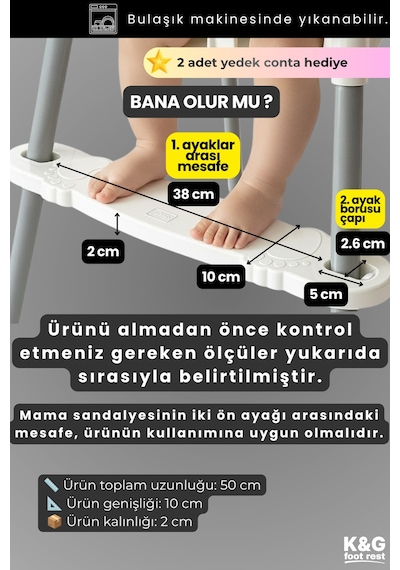 K&g Mama Sandalyesi Ayak Koyma Desteği İkea Antilop Uyumlu, Ayarlanabilir