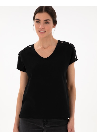 Pierre Cardin Kadın Siyah Tişört 50301452-vr046 Siyah