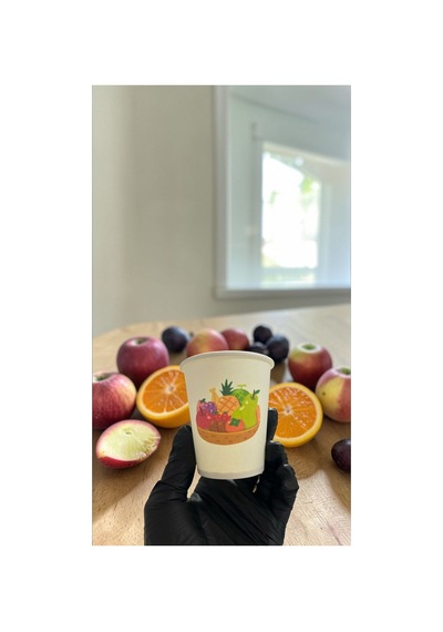 Meyve Sepeti Piknik Etkinlik Temalı Tek Kullanımlık 7 Oz 50 Adet Karton Bardak 1