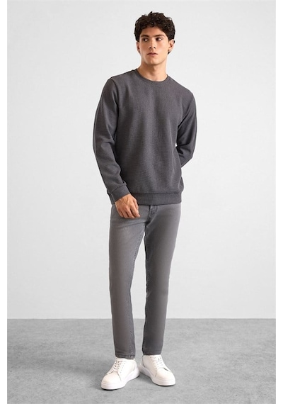 Süvari Gri Regular Melanjlı Baskısız Waffle Bisiklet Yaka Cepsiz Düz Sweatshirt Sw2013700027-s05 Süvari Gri Regular Melanjlı Baskısız Waffle Bisiklet Yaka Cepsiz Düz Sweatshirt Sw2013700027-s05
