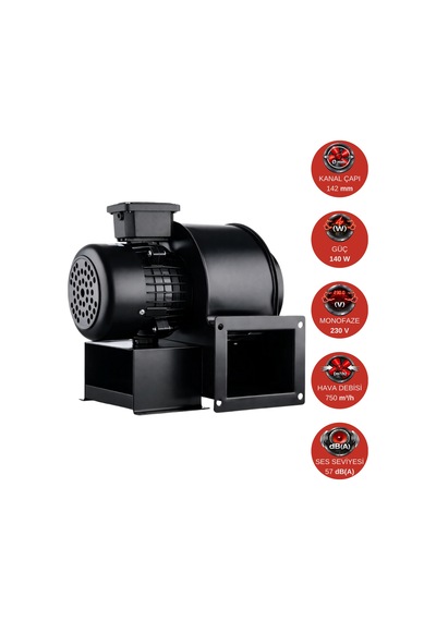 Dündar CM 16.4 140 watt 750 m3/h 1460 DD 220/230 volt Monofaze Salyangoz Radyal Fan Aspiratör