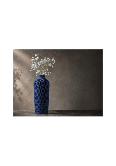 Diamont Navy Blue Vazo Modern Dekoratif 3d Baskı Vazo 137x250 Mm Çok Renkli