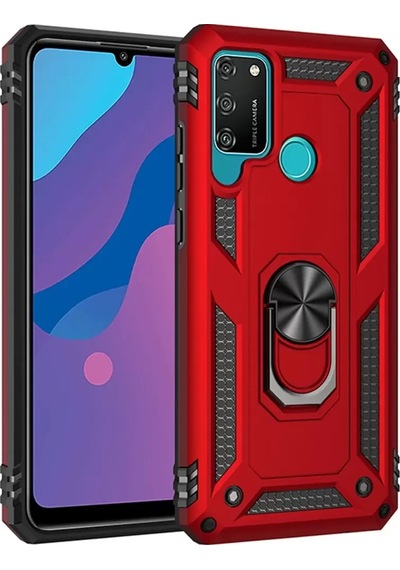Newface Huawei Y6p Kılıf Sofya Yüzüklü Silikon Kapak - Kırmızı