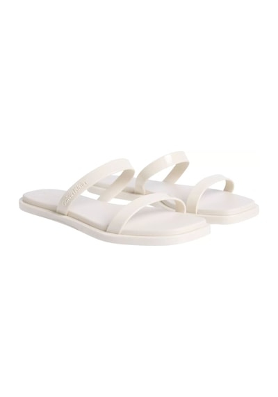 Kadın Ck Double Bar Slide Terlik - Ekru Turtle Dove