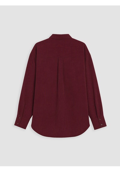 Lcw Modest Bordo Çizgili Kadın Gömlek