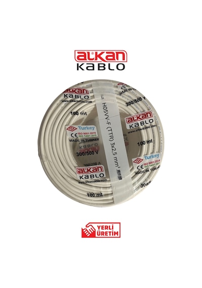 3x1,5 Mm² H05vv-f Ttr Kablo Beyaz %100 Bakır 50 Metre