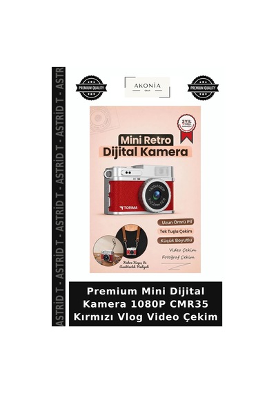 Premium Mini Dijital Kamera 1080p Cmr35 Kırmızı Vlog Video Çekim