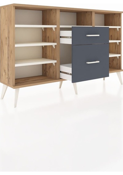 Arges Konsol 7 Raflı 2 Çekmeceli 132x30x83 Çam-aytaşı/antrasit Aytaşı/antrasit Arges Konsol 7 Raflı 2 Çekmeceli 132x30x83 Çam-aytaşı/antrasit Aytaşı/antrasit