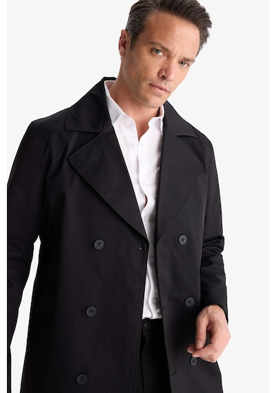 Defacto Slim Fit Dar Kesim Kemerli Düğmeli Trençkot D5528ax25aubk27 Siyah