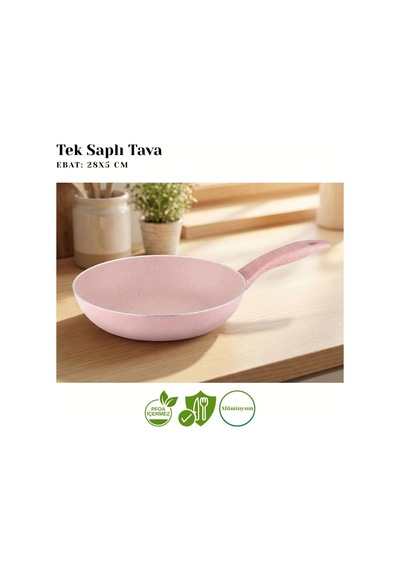 28 Cm Granit Tek Saplı Tava - Pembe Diğer