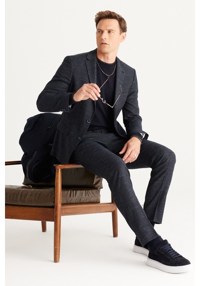 AC&Co / Altınyıldız Classics Erkek Lacı Slim Fit Dar Kesim Mono Yaka Yünlü Desenli Takım Elbise Lacı AC&Co / Altınyıldız Classics Erkek Lacı Slim Fit Dar Kesim Mono Yaka Yünlü Desenli Takım Elbise Lacı