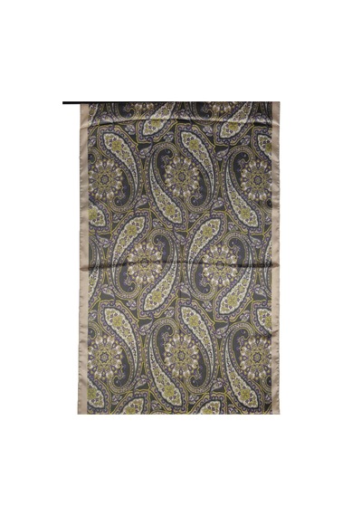 Mim Eşarp Sina İpek Etnik Desenli Jan Jan Şal 75x190 Cm Vizon - Kahve