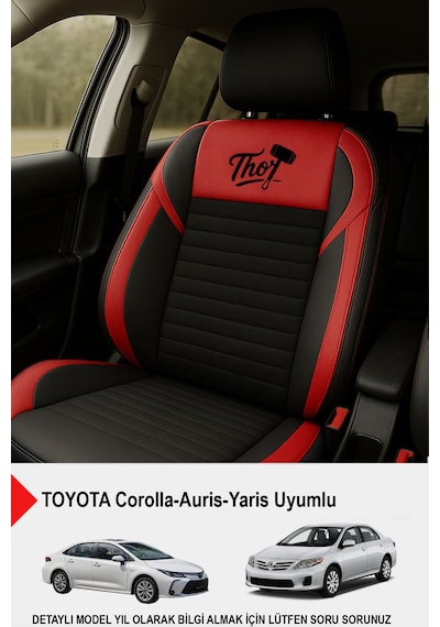 Thor Tay Tüyü Oto Koltuk Kılıfı Toyota Corollo-auris-yaris Uyumlu Kırmızı