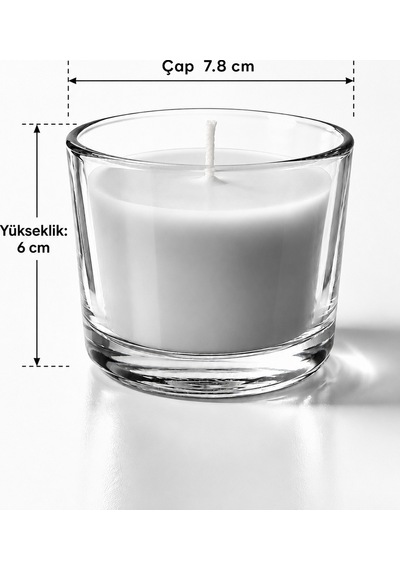Temiz Çamaşır Kokulu Bardak Mum Beyaz Sabun Aromalı 20 Saat Yanma Beyaz 7,8 6 Cm