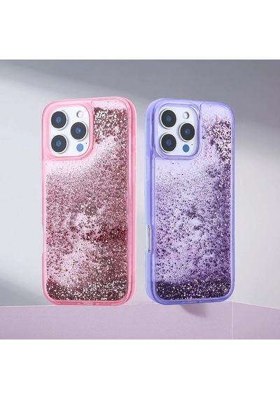 Apple Uyumlu iPhone 15 Pro Max Kılıf Sıvılı Simli Şeffaf Arka Yüzey Zore Keto Silikon Kapak