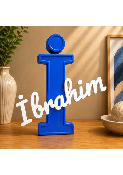İ Harfi Kişiye Özel Dekoratif İsimlik 3D Baskı Bebek ve Çocuk Odası Harf İsim Yazısı Masa Üstü Özel Tasarım