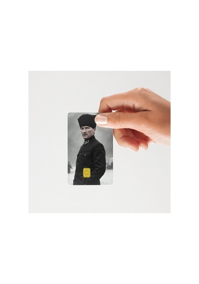 Atatürk Kalpaklı Ve Atlı 2'li Kart Kaplama Sticker, Çipli Banka/atm Kartlara Uyumlu Standart
