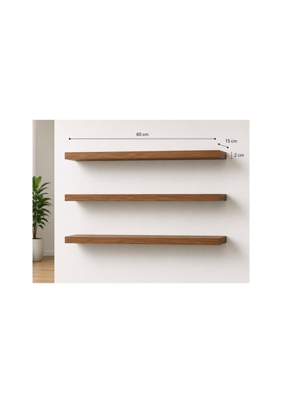 Duvar Rafı Uçan Raf Ölçü. 60x15 3lü. Koyu Renkli Sunta Lam 1.8 Mm. Gizli Raf Tutucular Dahil Delikleri Delinmiş Olarak. Kahverengi - 927581800 Kahverengi