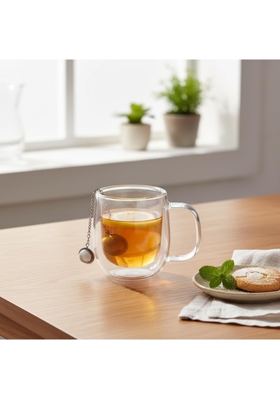 Lexroo Çift Cidarlı Kulplu Cam Kupa - 250 Ml Isıya Dayanıklı Borosilikat Çay Ve Kahve Kupası Çok Renkli