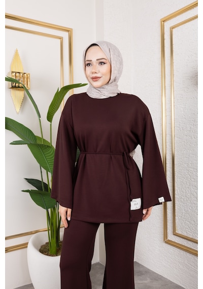 Nevayla Moda Mevsimlik Modal Kumaş Takım - T114 Kahverengi