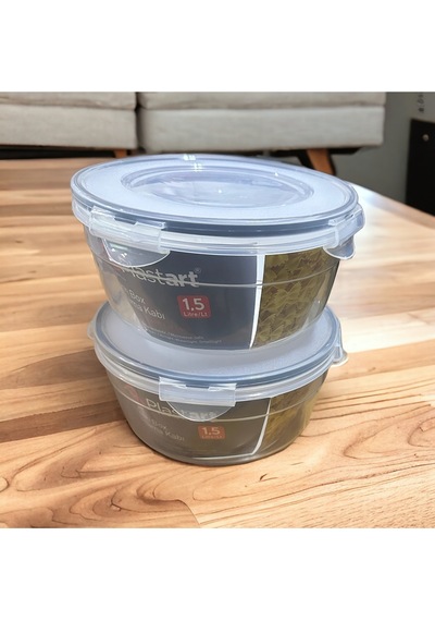 Sermer Pazarlama 2 Adet 1,5 Litre Saklama Kabı Buzdolabı Düzenleyici Beyaz