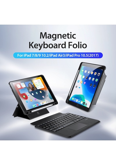 iPad Uyumlu Air 10,5 İnç Bluetooth Klavyeler Manyetik Ayrılabilir Tablet Standı Kılıf