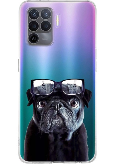 Oppo A94 İle Uyumlu 1mm Slim Fit Köpek 3 050f Baskılı Şeffaf Kılıf Şeffaf