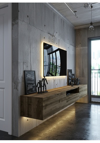 Resital Ledli Duvara Monte Tv Sehpası - Ceviz - W6016-2 Ceviz