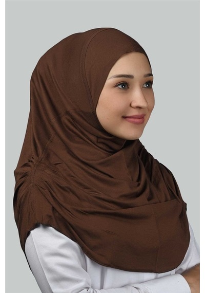 Altobeh Hazır Türban Büzgülü Pileli Pratik Eşarp Tesettür Hijab - Namaz Örtüsü - Çikolata