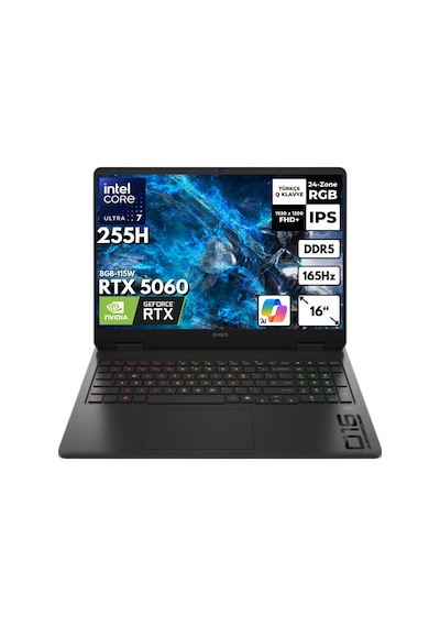 HP Omen 16-AM0018NT BQ1Z1EAHMF43 Ultra 7-255H 64 GB 4 TB SSD RTX5060 16" W11H Dizüstü Bilgisayar
