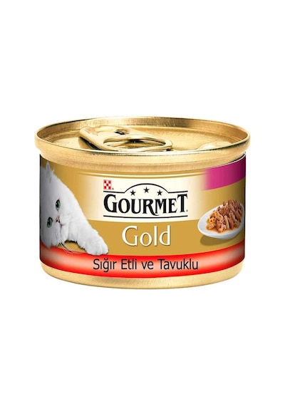 Gourmet Gold Sığır Etli ve Tavuklu Konserve Yetişkin Kedi Maması 24 x 85 G