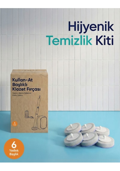 Özel Tuvalet Temizlik Seti - Kullan At - Sünger Başlıklı Temizlik Seti - Süngerli Tuvalet Fırçası Beyaz