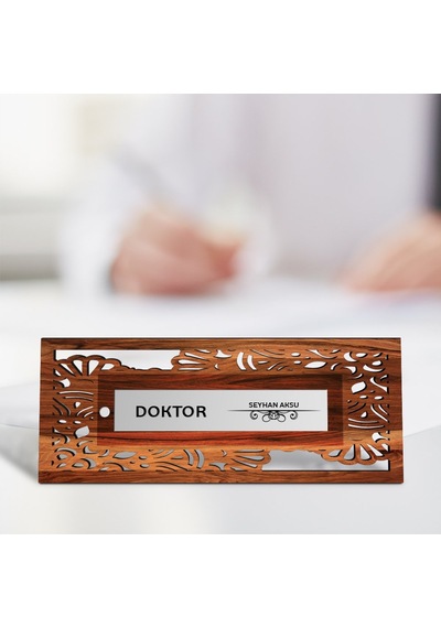 Kişiye Özel Mesleki Doktor Ahşap Masa İsimliği model L7